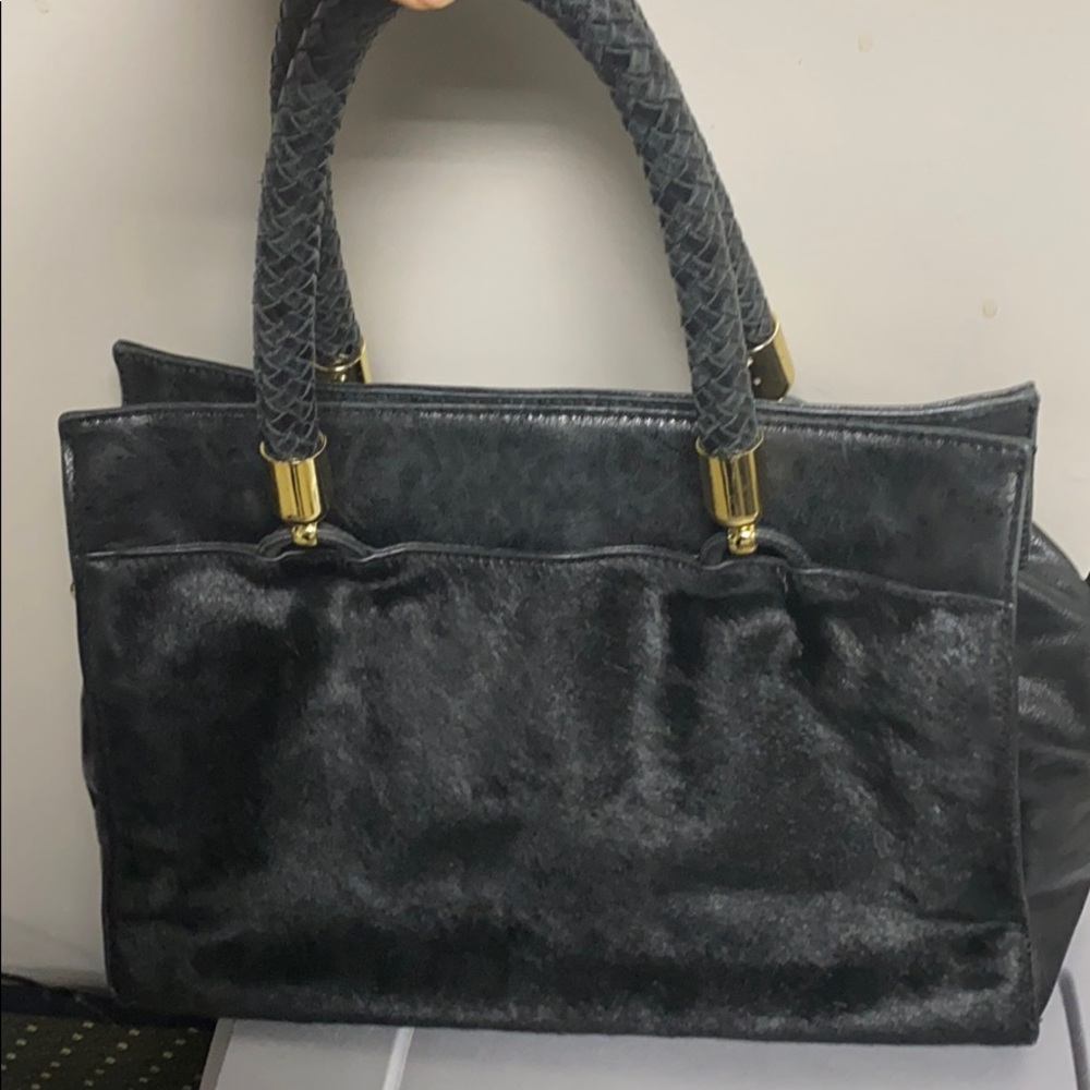 Badgley Mischka Pony Hair Purse Black